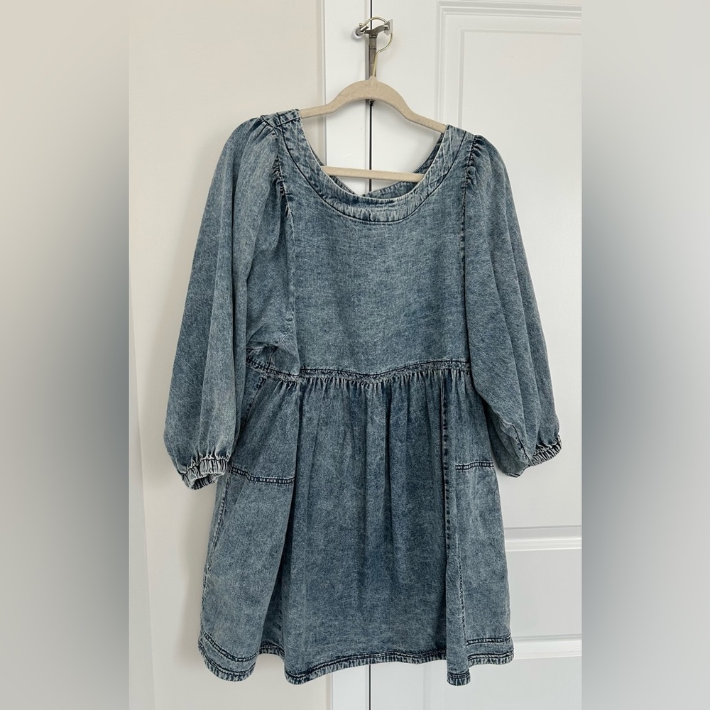 Free People Get Obsessed Cotton Denim Mini Dress - Picture 5 of 8